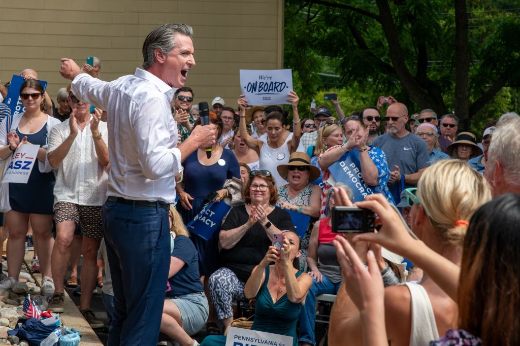 Newsom deflects ‘legit question’ on running during ‘open convention’ as he stumps for Biden in Pa.