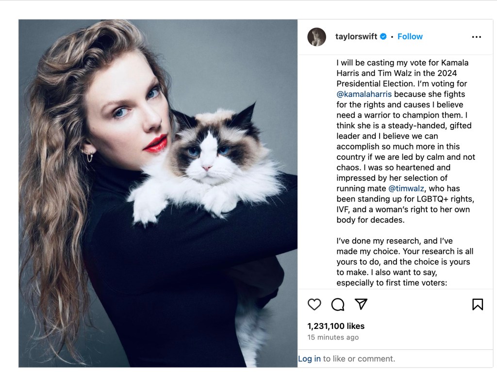 JD Vance tears into Taylor Swift after she backs Kamala Harris as a ‘childless cat lady’
