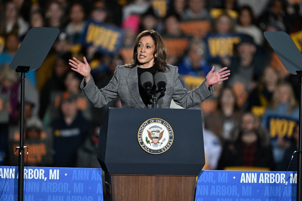Kamala Harris silences raucous Michigan rally-goers with bizarre joke: ‘Shout your own name’