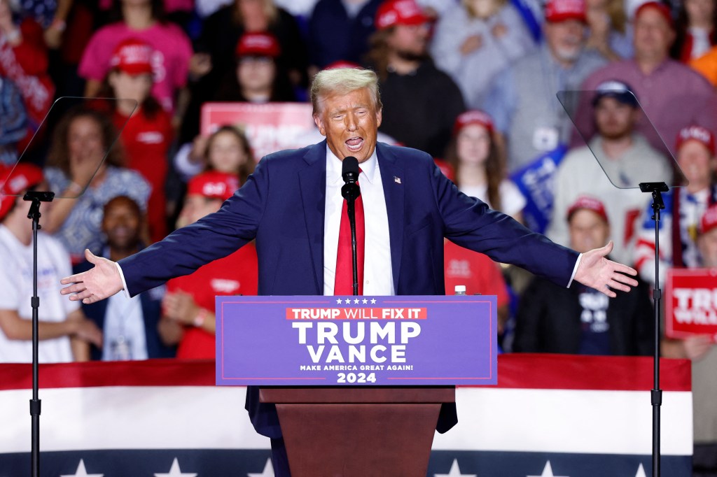 Trump urges supporters to ‘show up’ and vote in final rally hours before polls open on Election Day