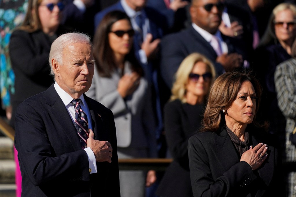 Biden, Kamala Harris make first public appearance together since election as stone-faced Jill looks on