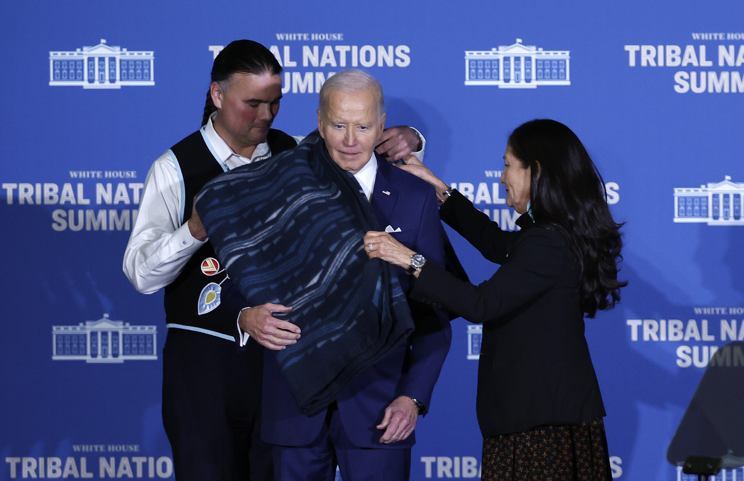 Biden dons tribal blanket, announces plan to ‘revive’ Native American languages