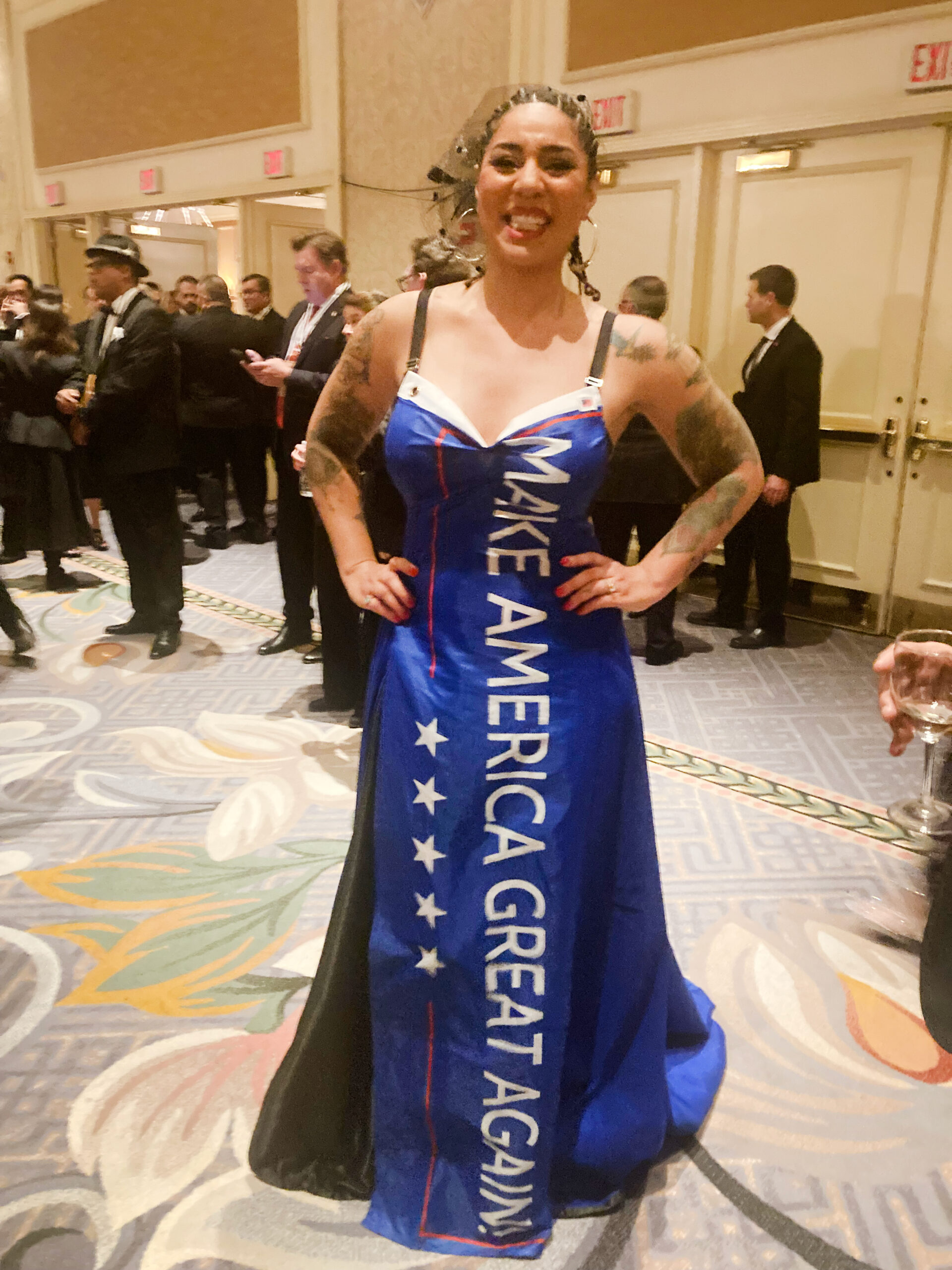 Singer Joy Villa turns heads in custom MAGA Trump flag gown at Hispanic Inaugural Ball