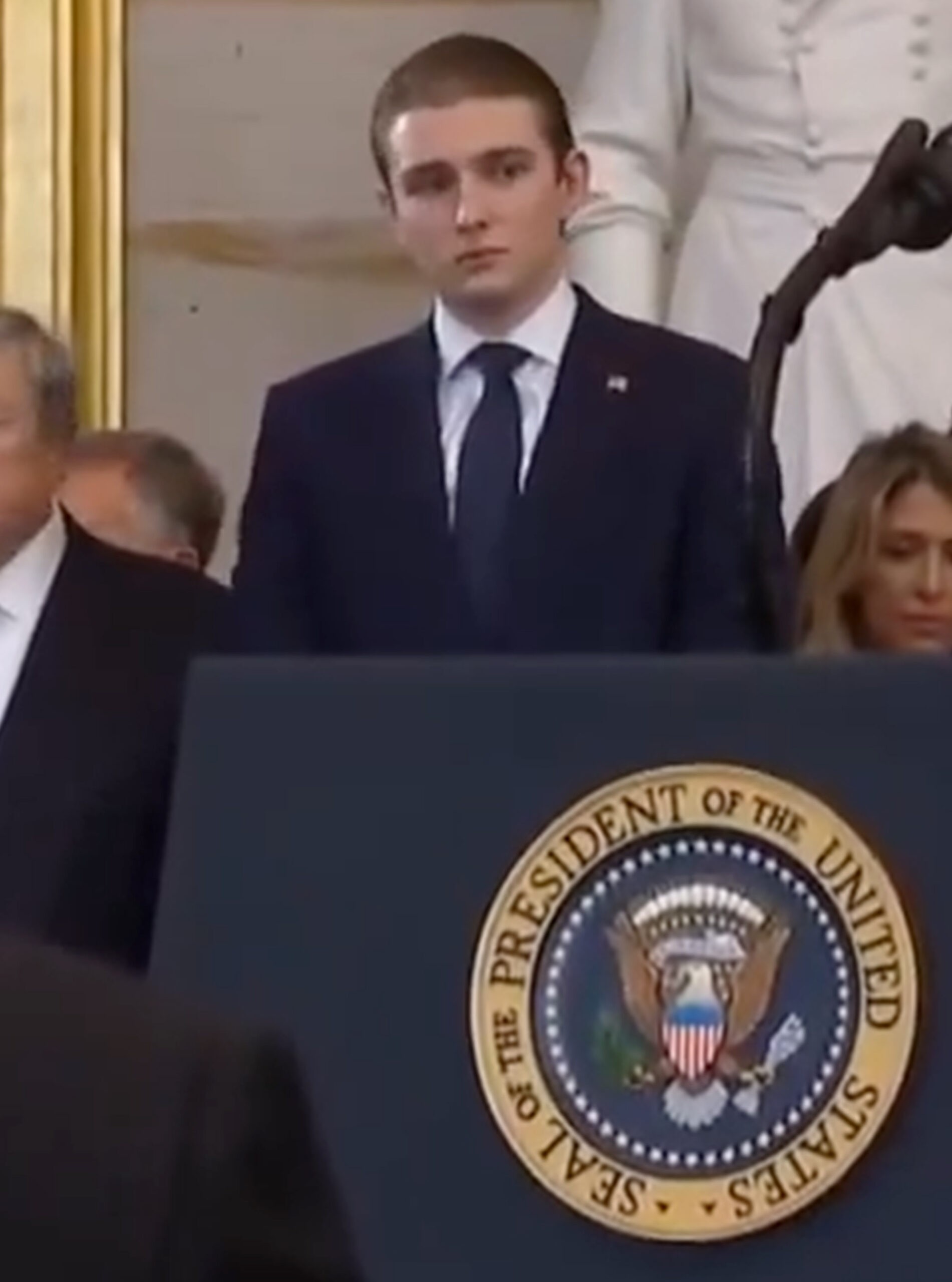 Tough-to-miss Barron Trump sends internet buzzing at dad’s inauguration: ‘Future president’