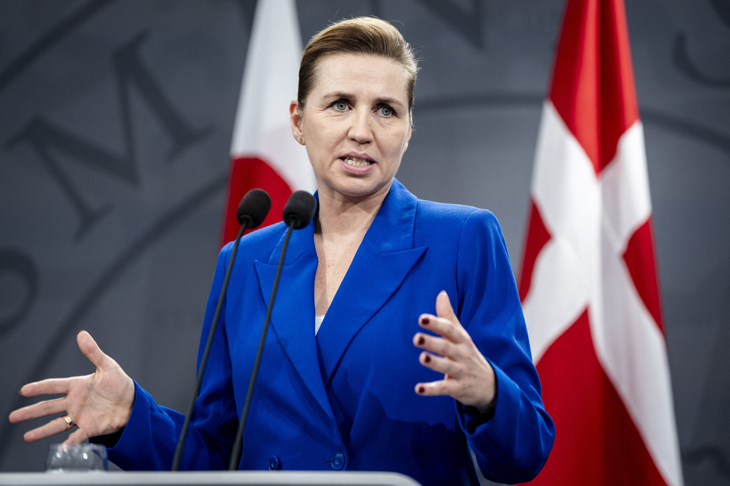 Denmark’s prime minister speaks to business leaders following Trump’s Greenland threat