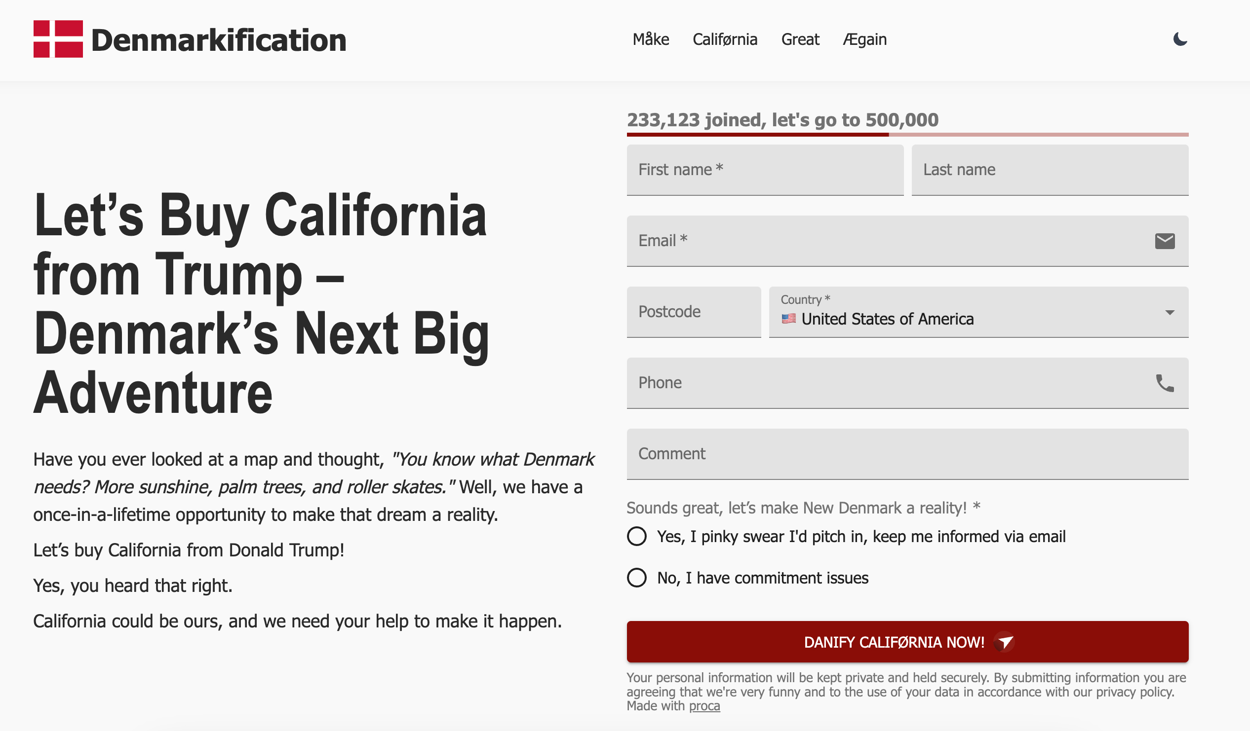 Petition calling for Denmark to buy California secures more than 230K signatures as Trump eyes Greenland