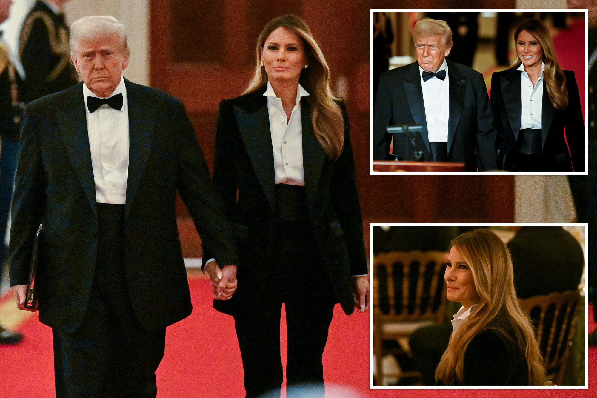 First lady Melania Trump makes glamorous return to White House  as Donald pays tribute to her