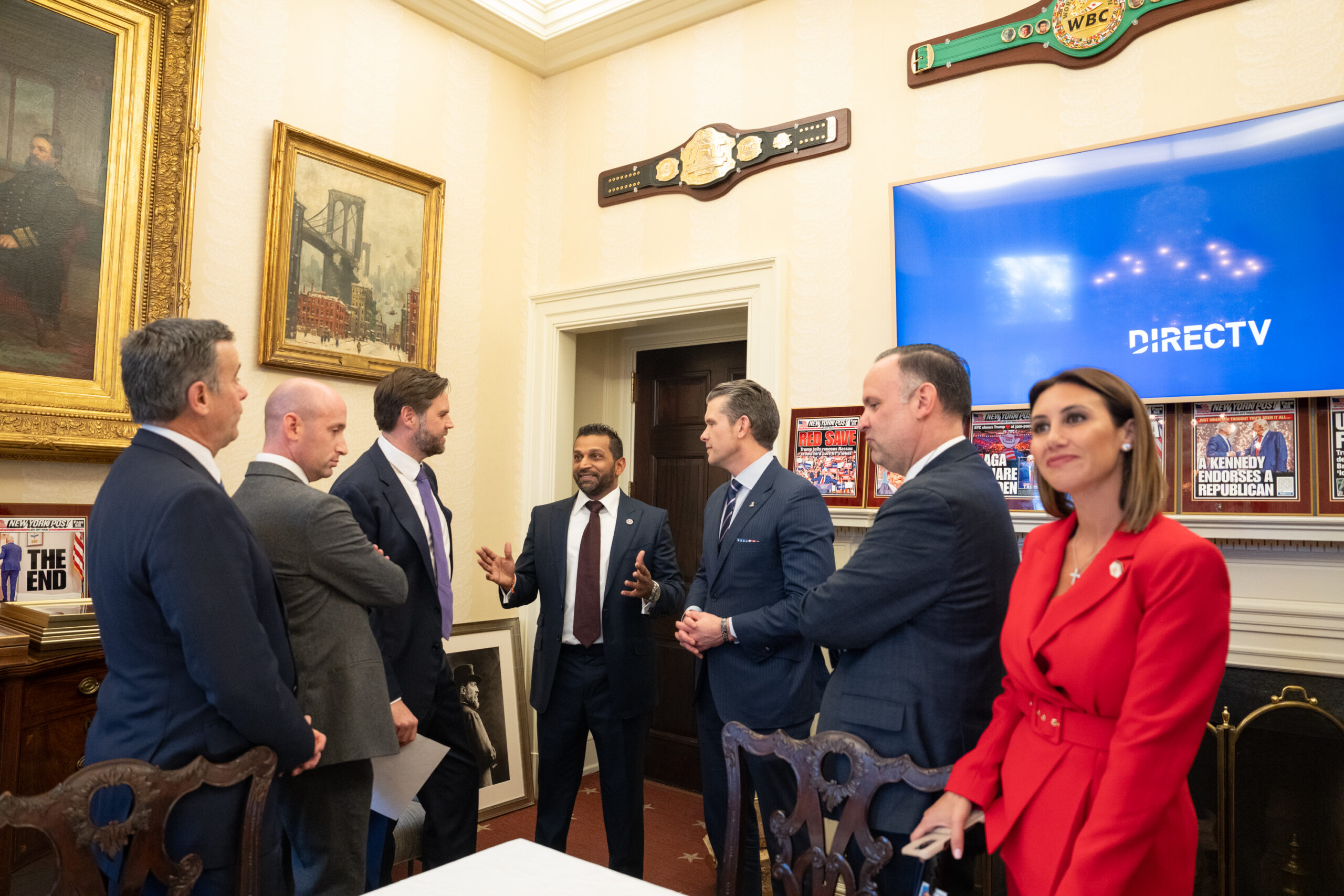 Trump adorns Oval Office dining room with front pages of The Post 