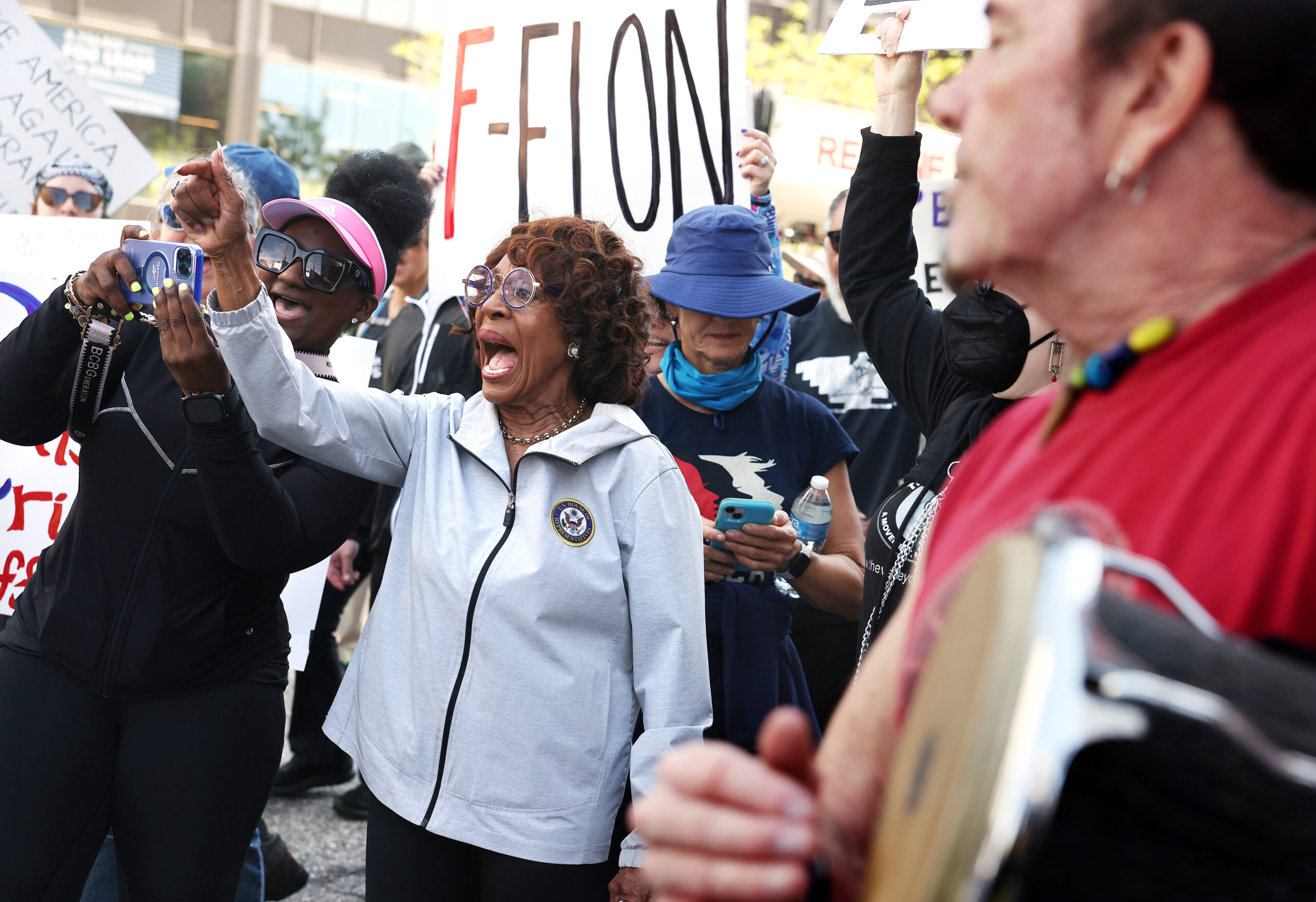 Maxine Waters suggests Trump should deport Melania at anti-DOGE rally, flubs birthright citizenship meaning