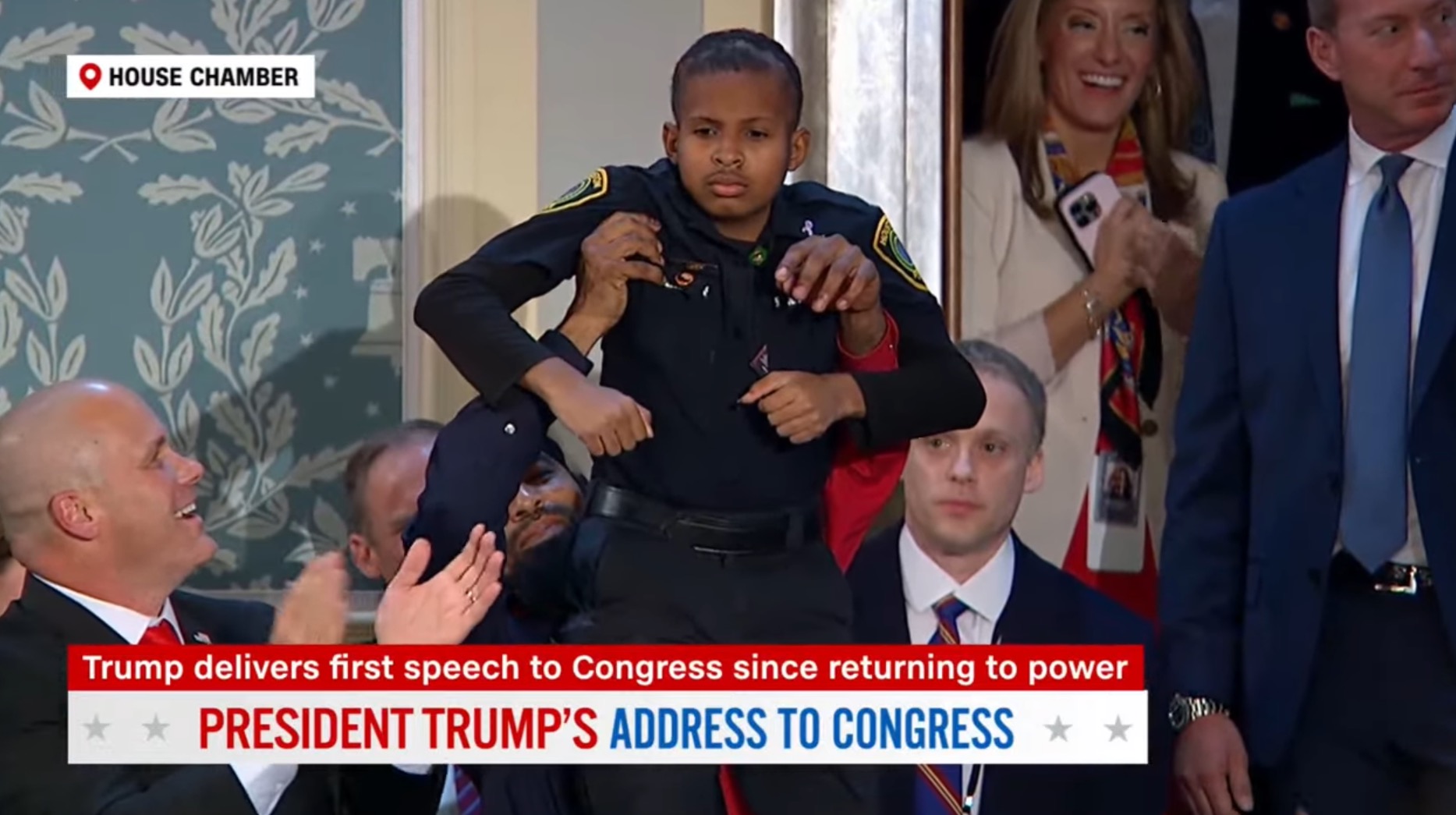 Trump makes DJ Daniels, 13-year-old with cancer, an honorary Secret Service agent in touching Congress speech moment