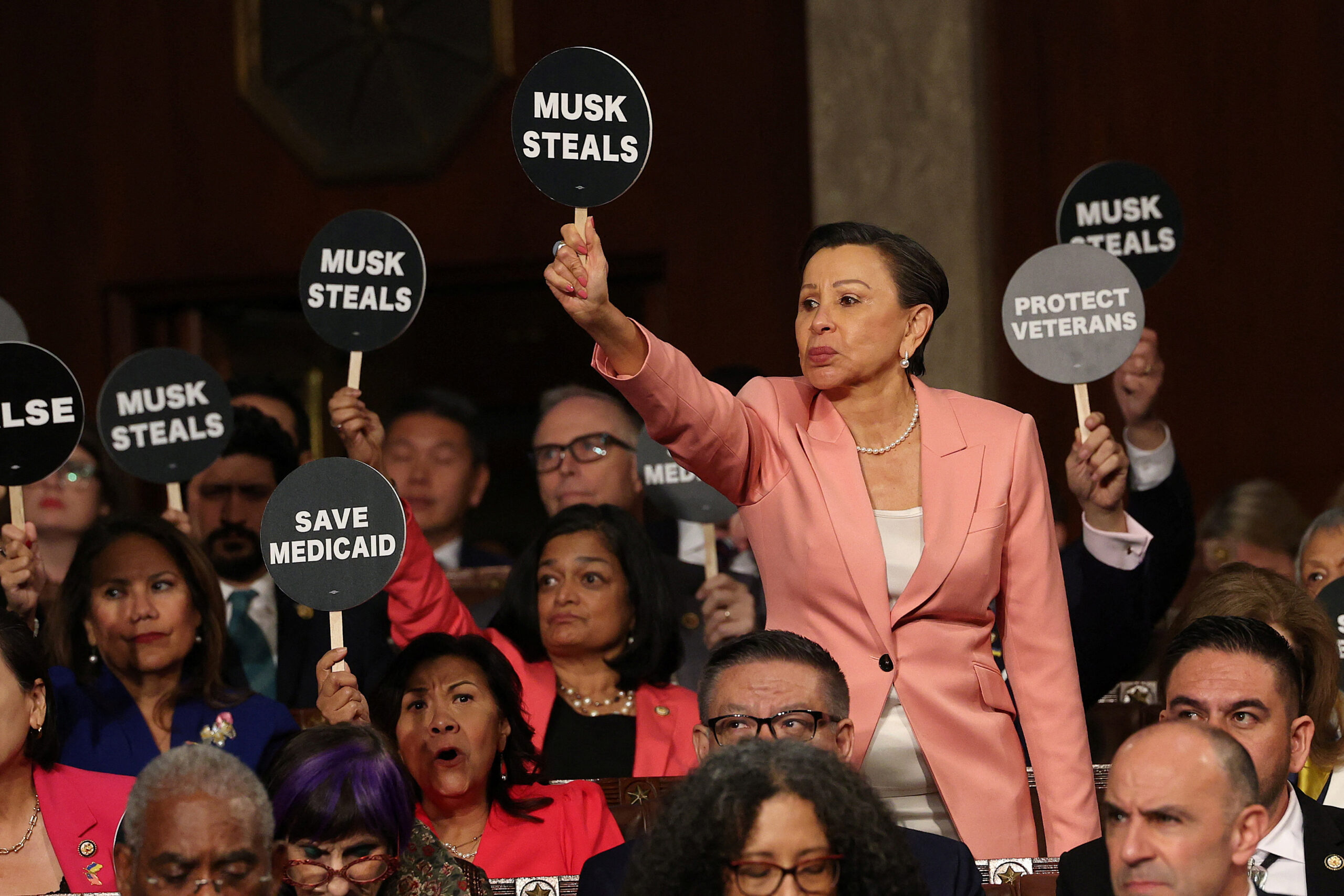 Democrats mercilessly mocked for protesting Trump speech with paddles: ‘It is giving bingo! Sigh’