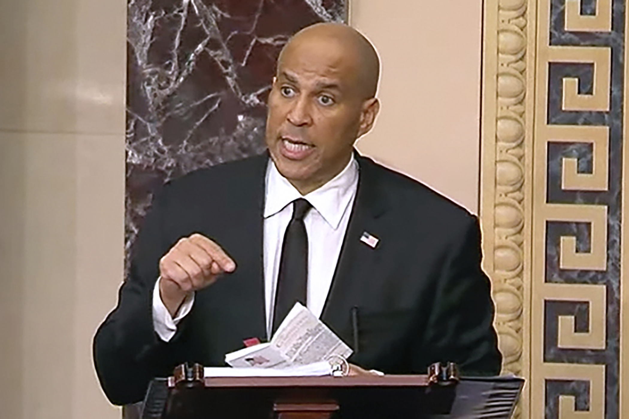 Sen. Cory Booker’s marathon ‘filibuster’ against Trump agenda goes on and on and …