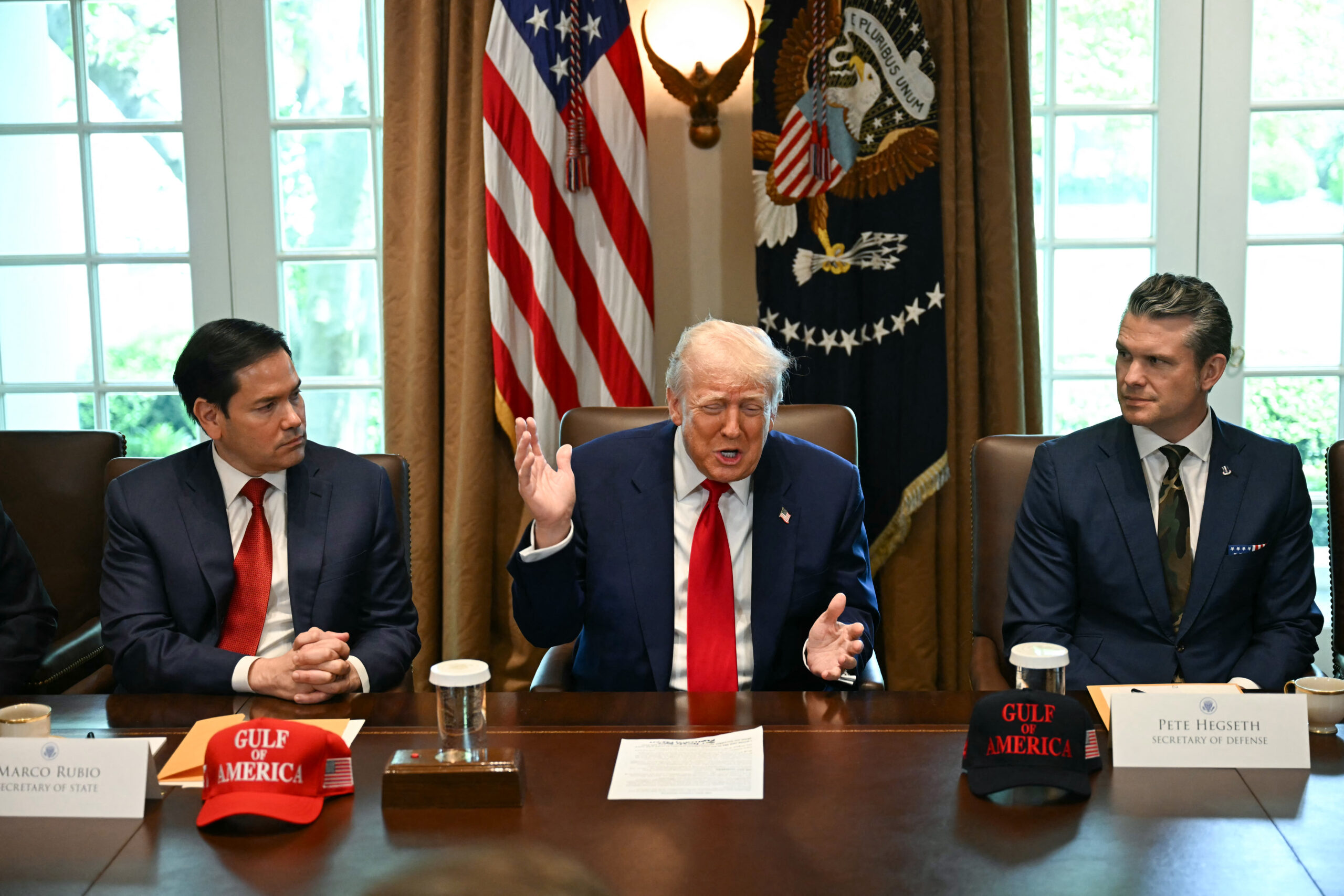 Trump cracks joke at embattled Pete Hegseth’s expense in cabinet meeting: ‘My least controversial person’