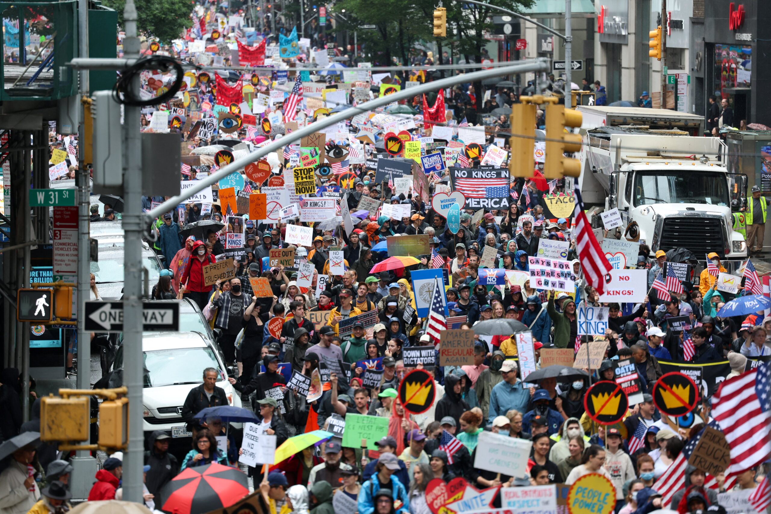 Massive ‘No Kings’ protesters sweep New York City and across US amid celebration of Army’s 250th bday