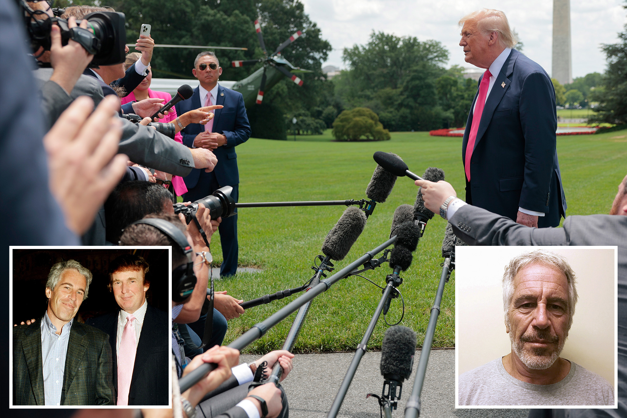 Trump hits back at reporter asking if he’s named in Jeffrey Epstein files at center of MAGA firestorm