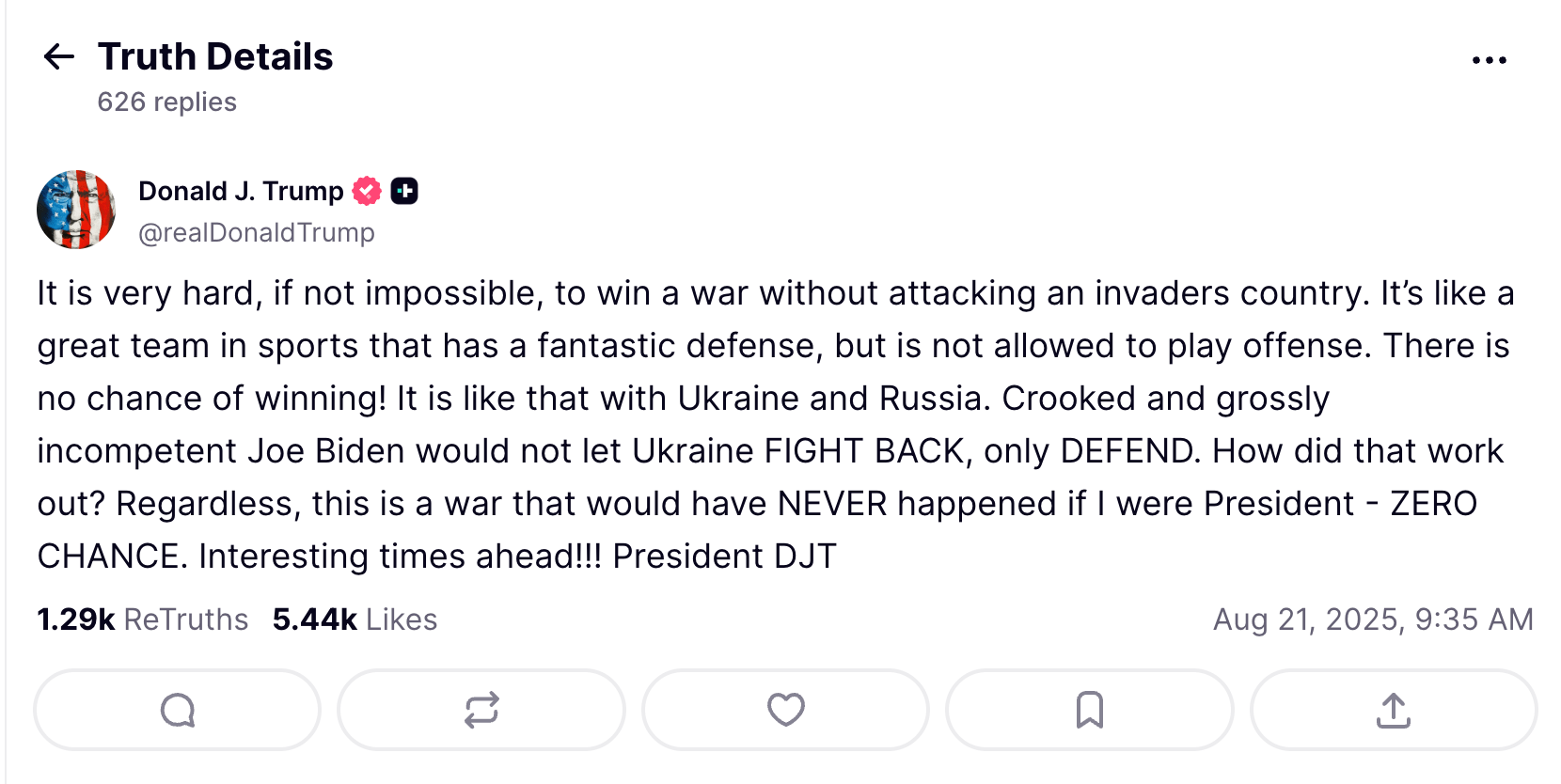 Trump defends Ukraine’s attack on Russia with sports analogy: ‘Interesting times ahead!!!’