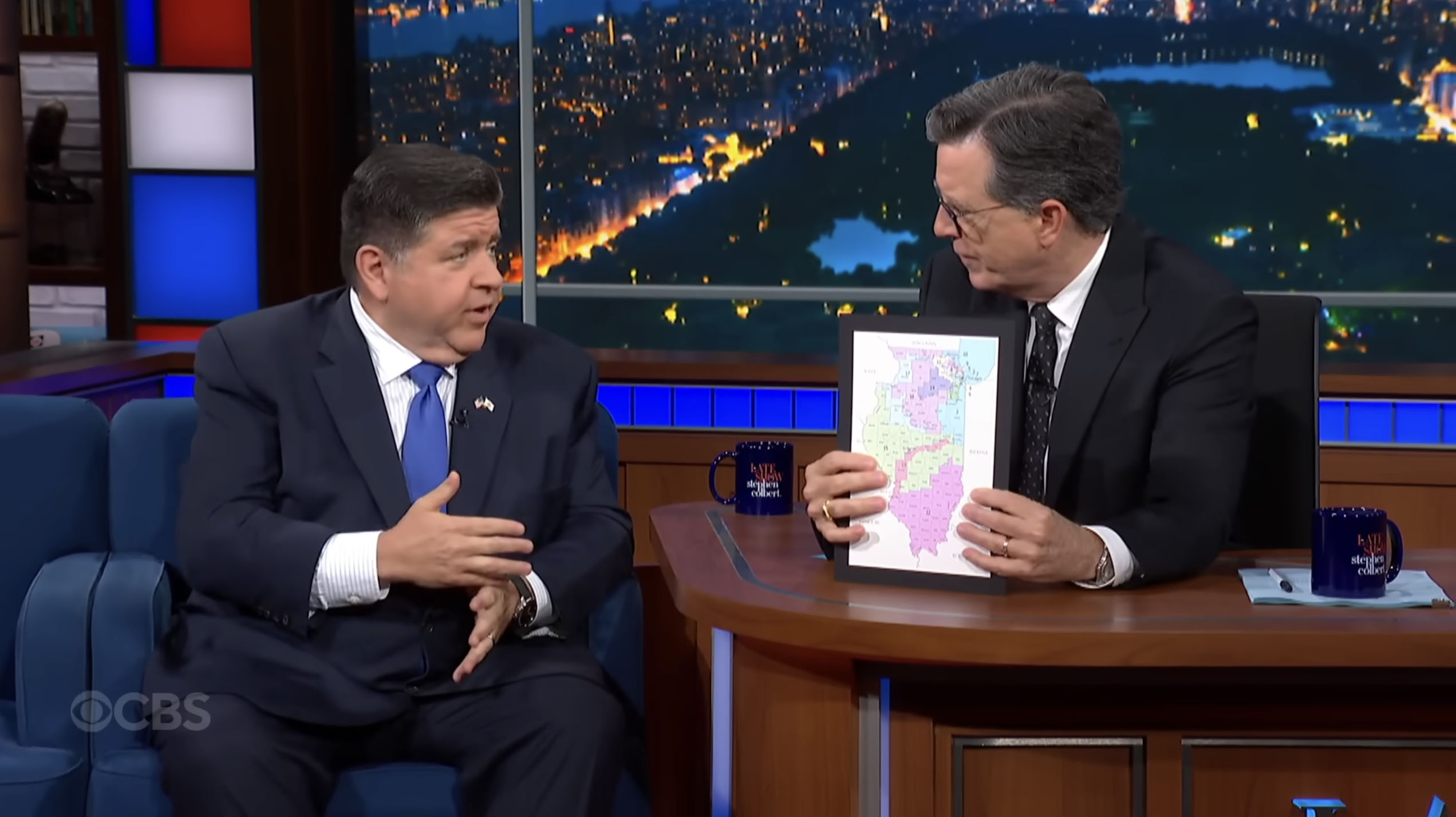 Stephen Colbert shows Illinois Gov. JB Pritzker ‘crazy’ gerrymandering in his state amid Texas controversy