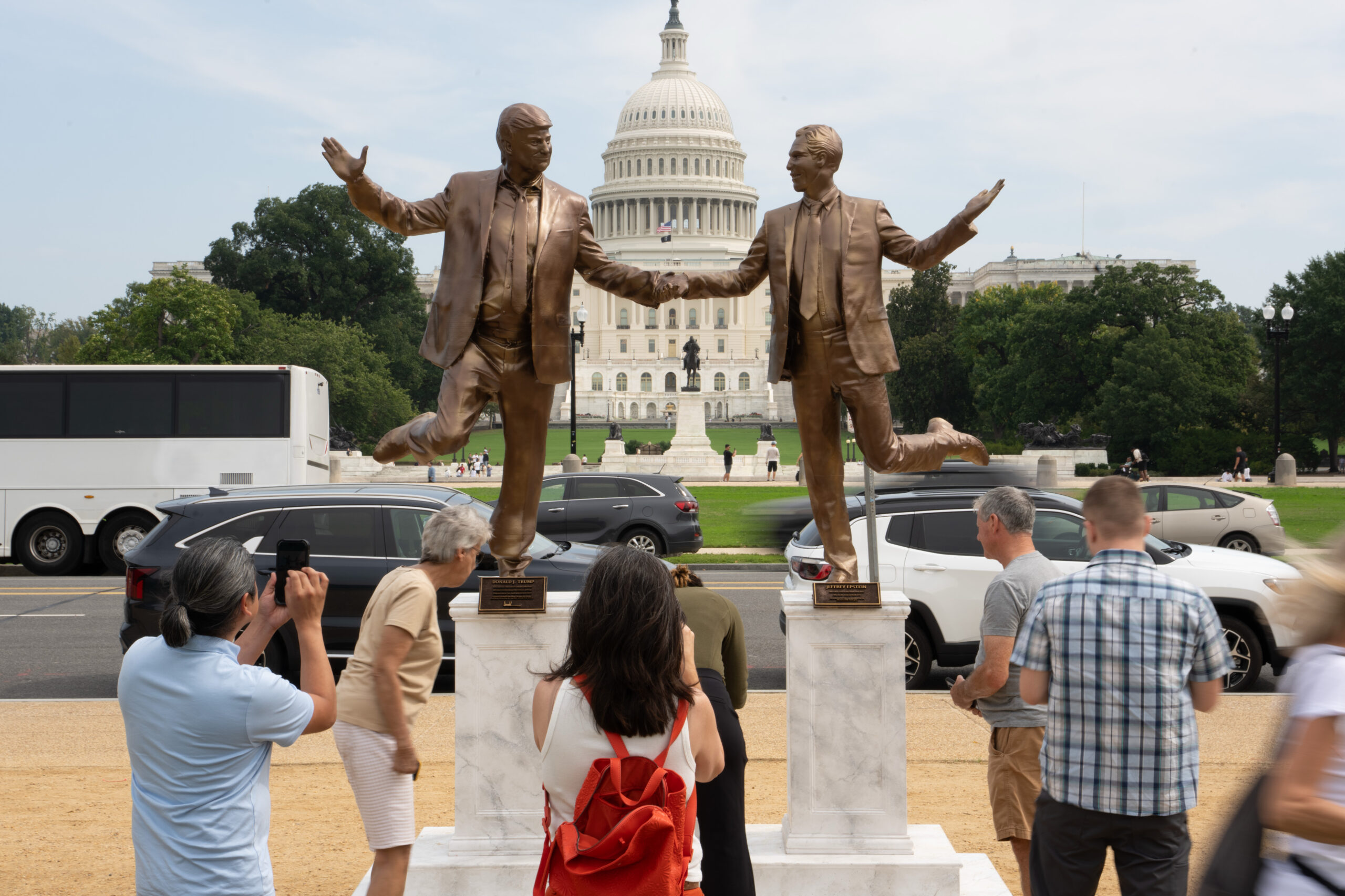 Trump, Epstein ‘Best Friends Forever’ statue hastily removed from DC’s National Mall