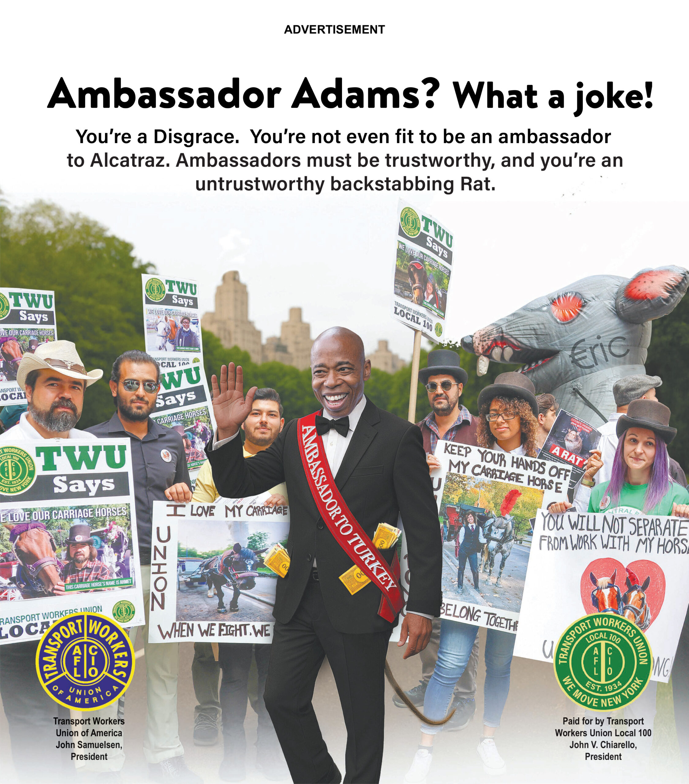 Union launches vicious $1M ad campaign against Eric Adams’ push for NYC horse carriage ban