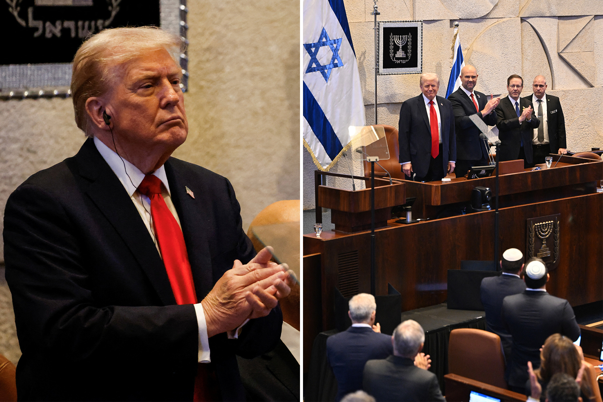 President Trump declares an ‘end of an age of terror and death’ to raucous applause in Israel’s parliament