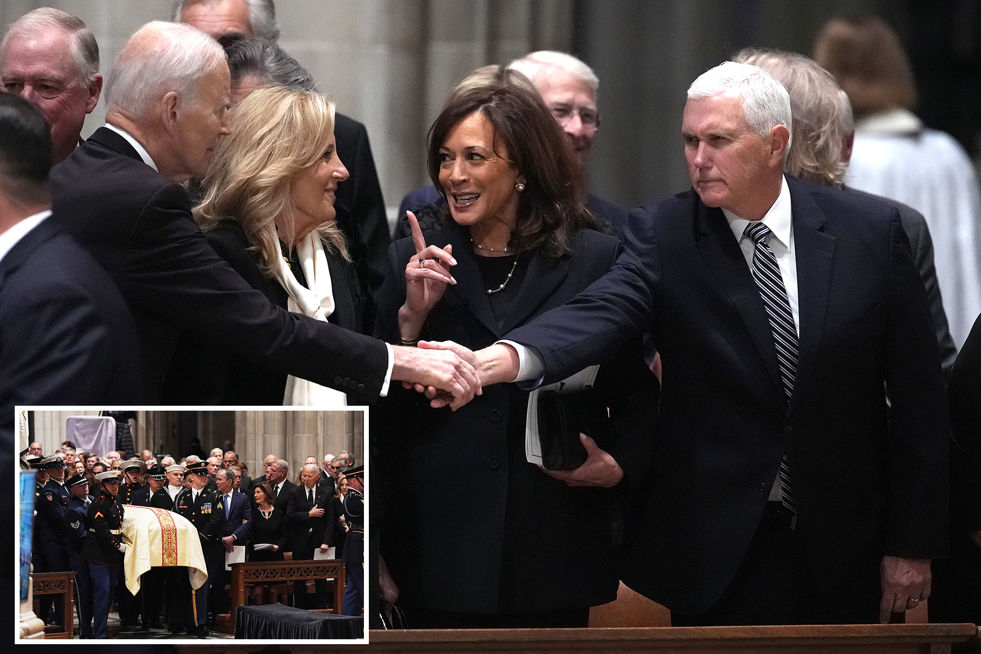Kamala Harris and Jill Biden come face-to-face for first time since ex-vice president’s book was released