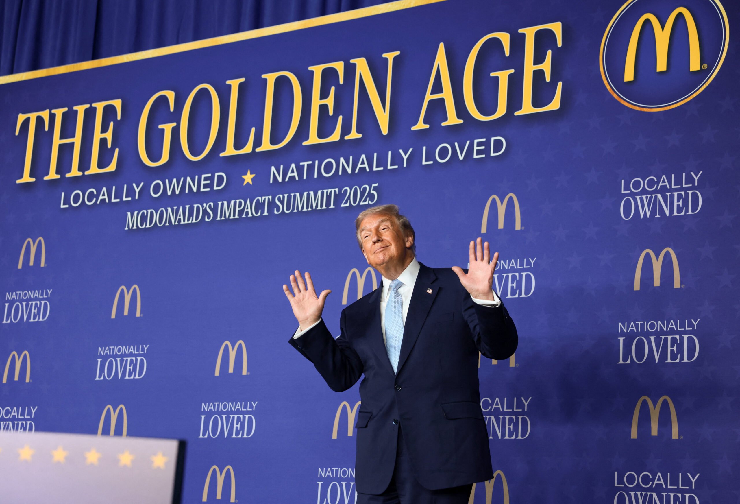 Trump promises ‘prices are coming down’ in speech to owners of his beloved McDonald’s: ‘You’re so damn lucky I won’