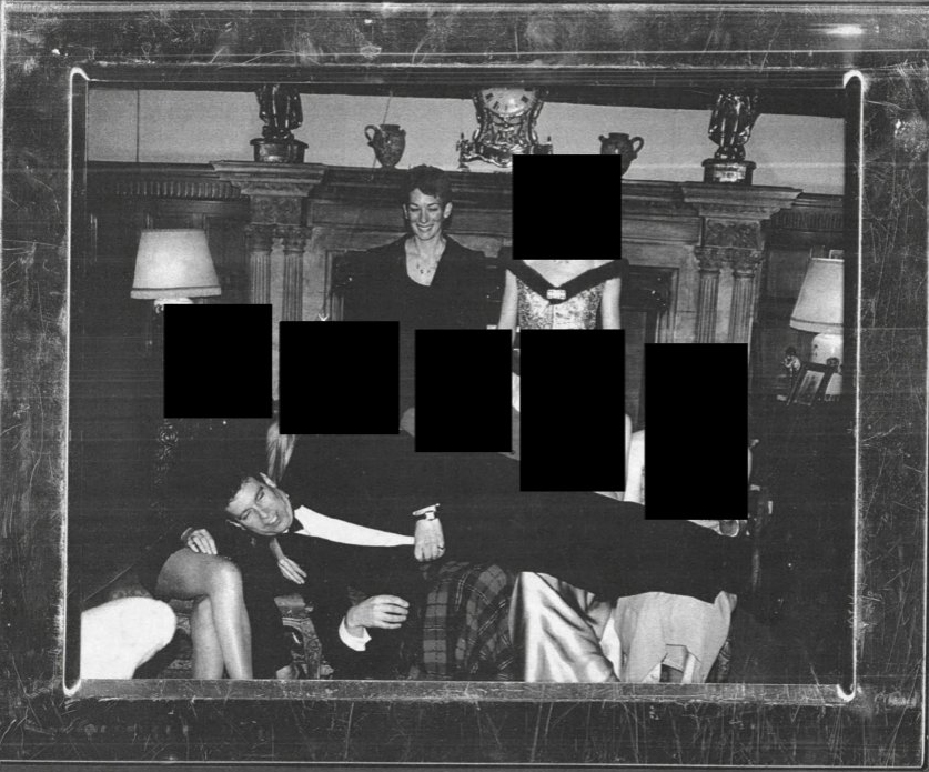 Epstein files reveal photo of Andrew Mountbatten Windsor laying across women’s laps