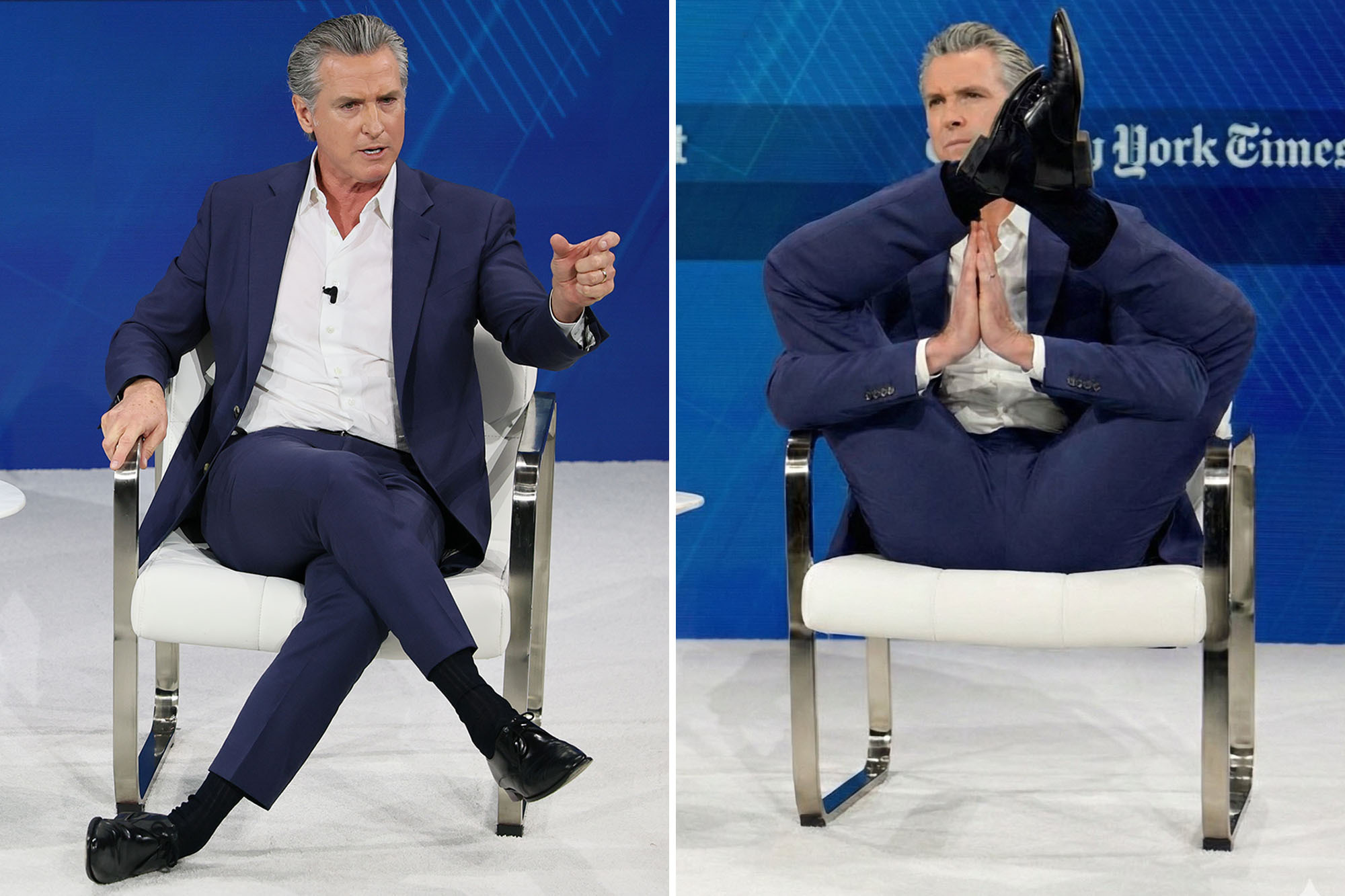 Gavin Newsom’s gross response to The Post’s ‘testicle-crushing’ pose coverage backfires – sparking wave of memes