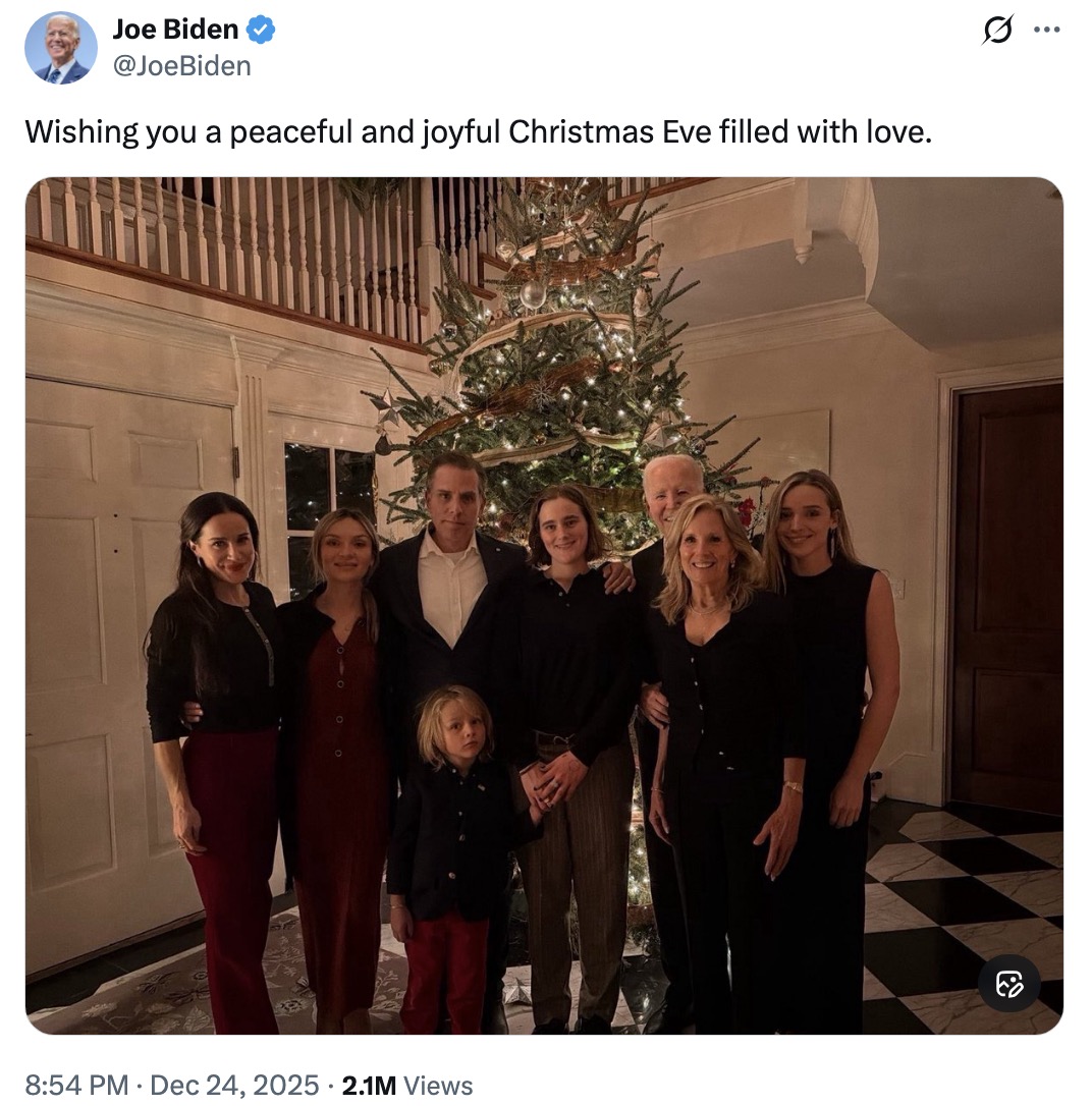 Biden shares perplexing family Christmas photo with himself hidden in back: ‘Where’s Joe?’
