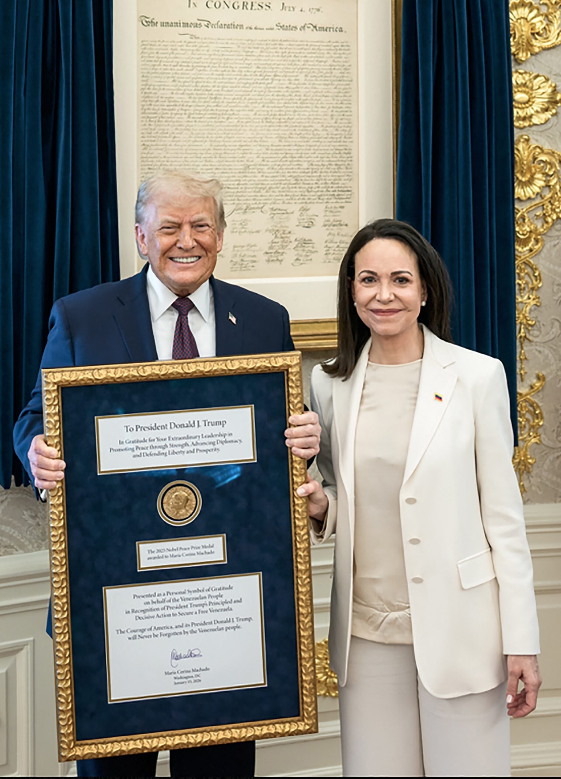 Venezuelan opposition leader María Corina Machado reveals why she gave Trump her Nobel Peace Prize medal