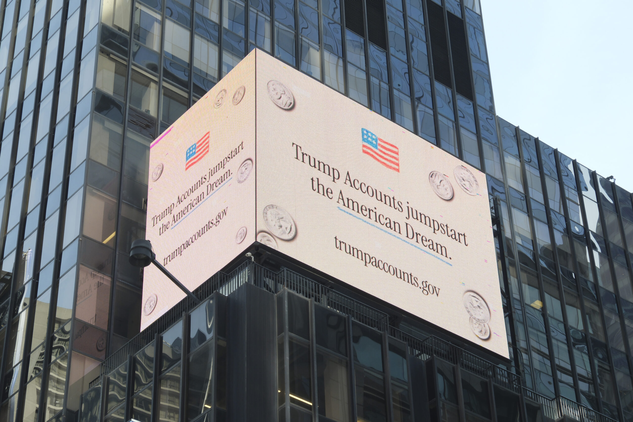 Billboard touting ‘Trump Accounts’ airs in Times Square — as Nicki Minaj joins forces with prez for kid initiative