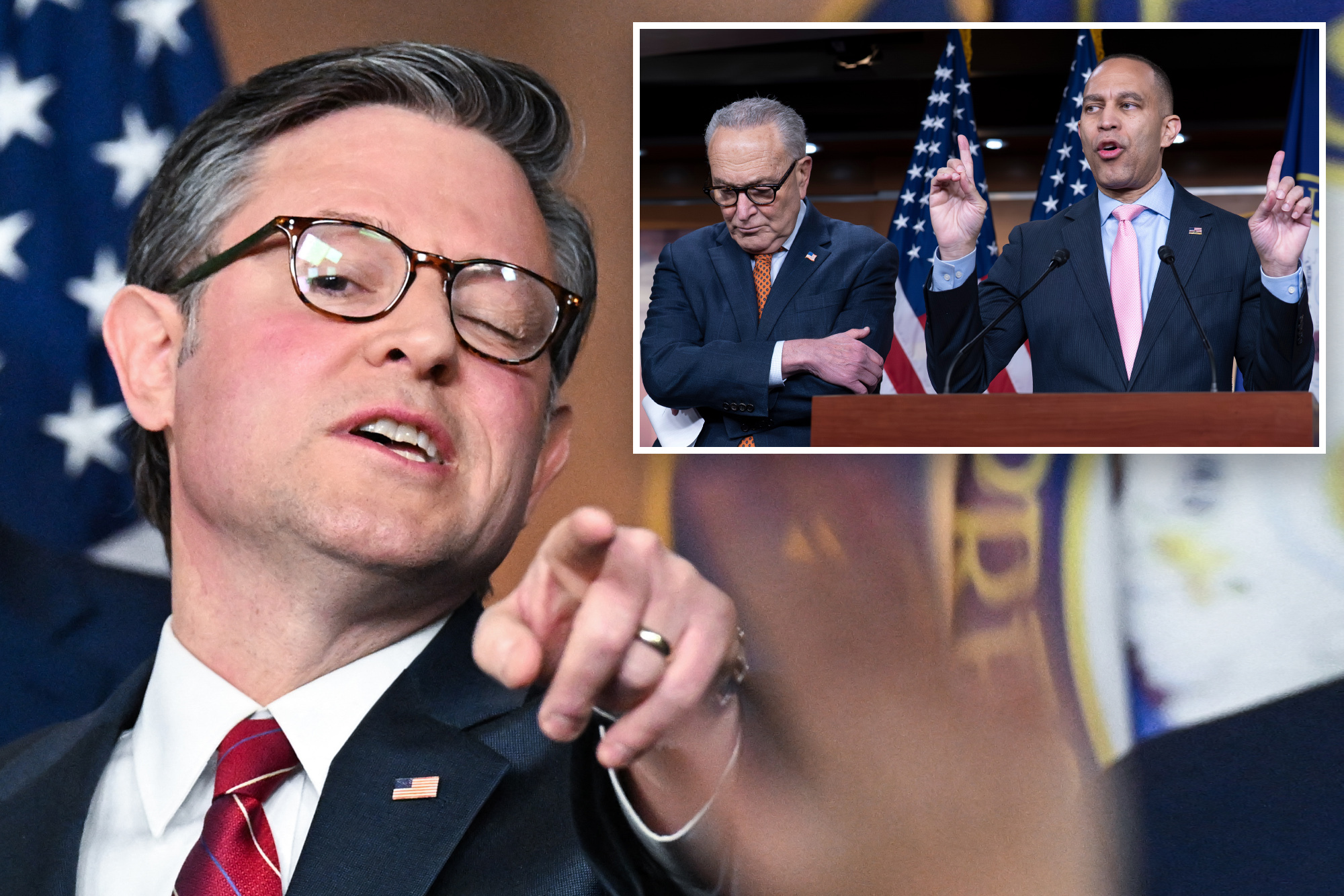 Mike Johnson gloats over ‘family squabble’ between Schumer and Jeffries: ‘I’m not trying to fuel that’