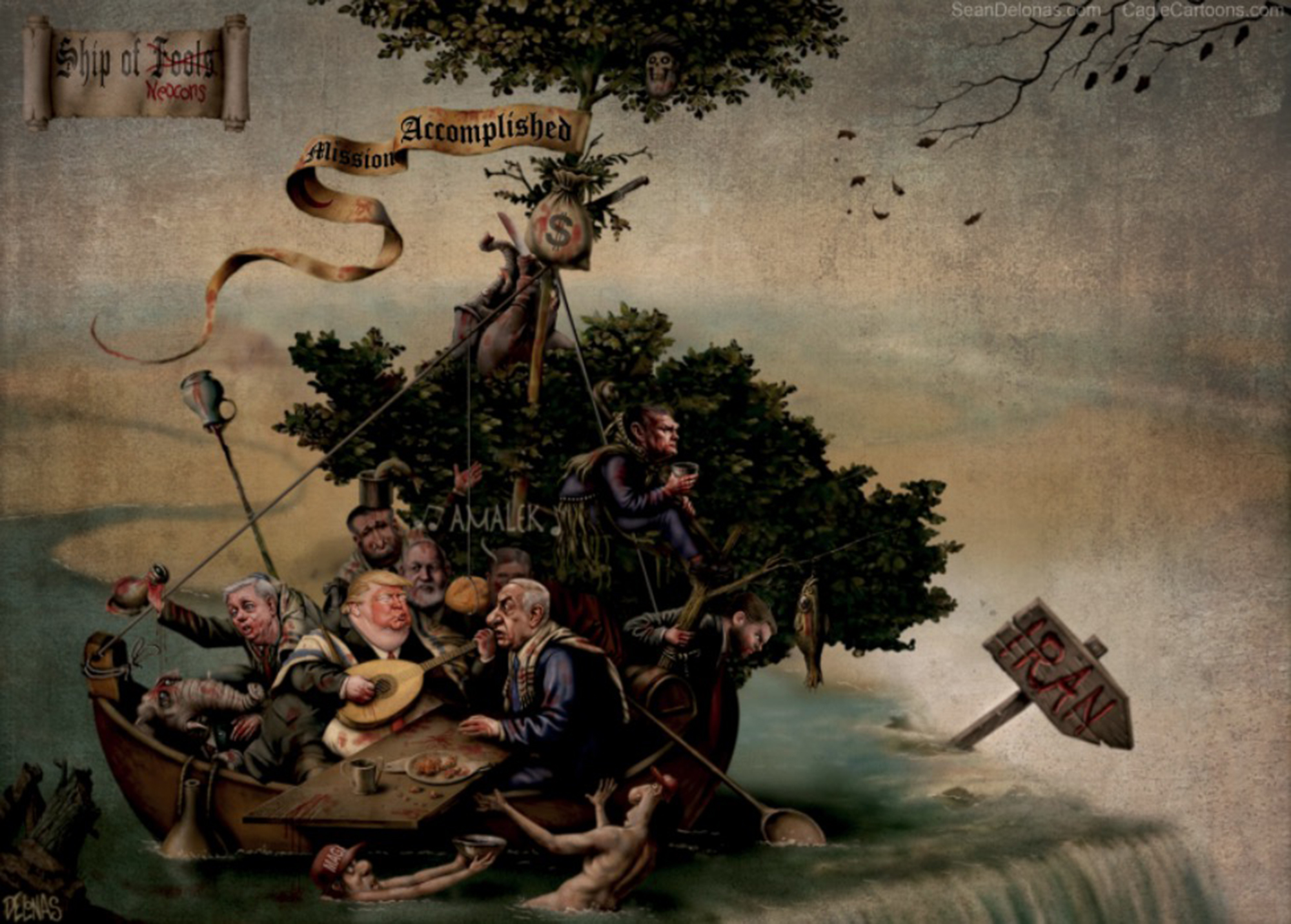 Politico yanks controversial cartoon of blood-covered Trump and Netanyahu