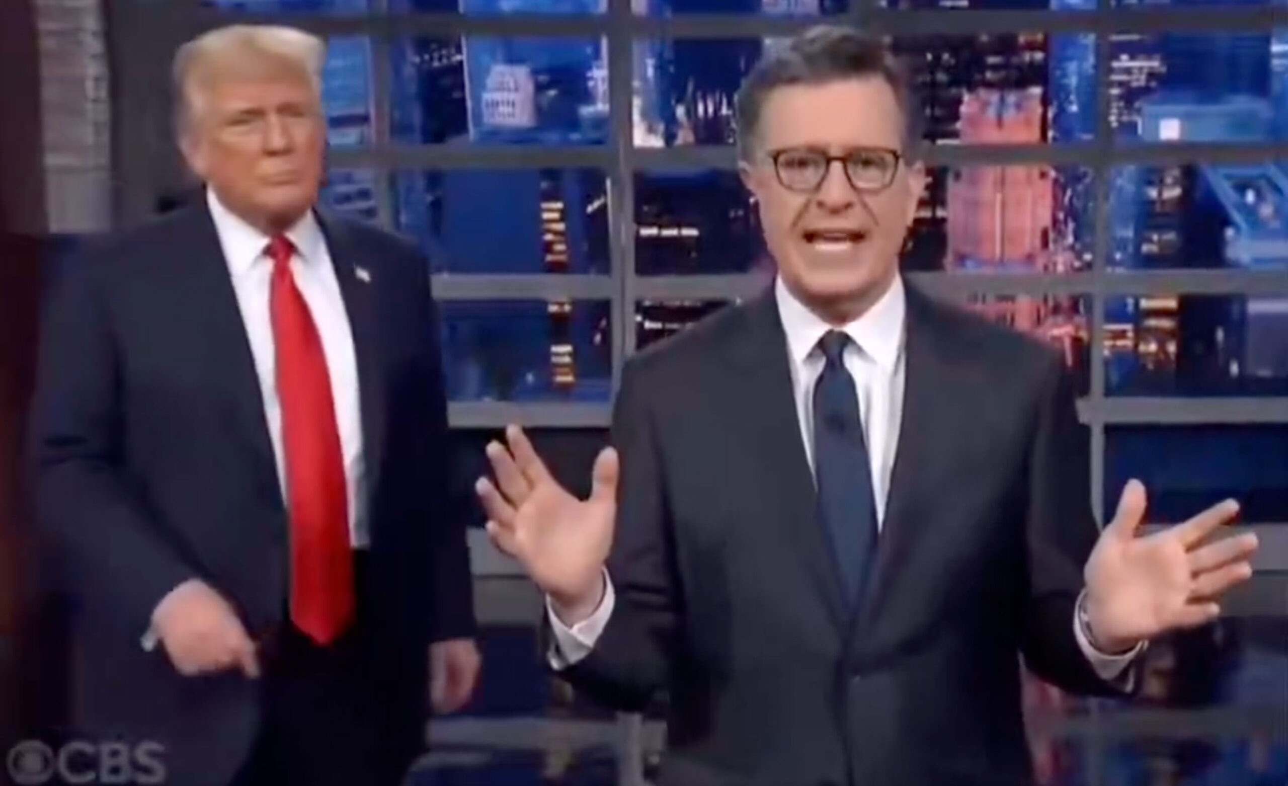 Trump posts AI-generated video of himself throwing Stephen Colbert into dumpster after final ‘Late Night Show’ episode