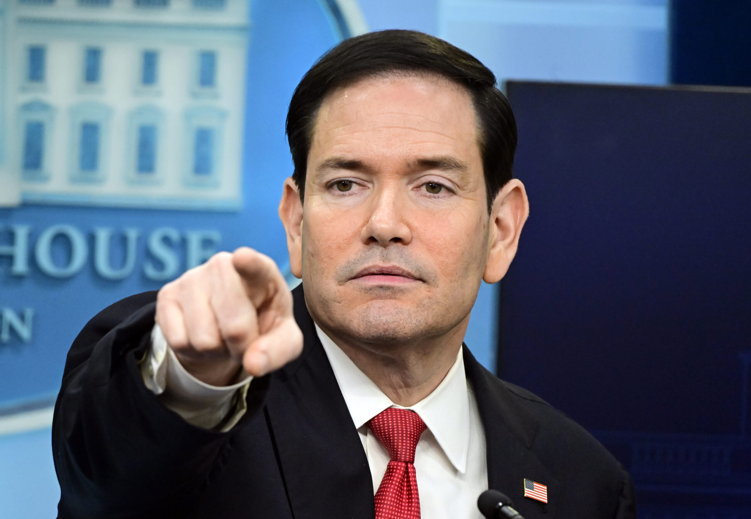 Marco Rubio uses rap references to send warnings to Iran as he steps in for Karoline Leavitt at press briefing