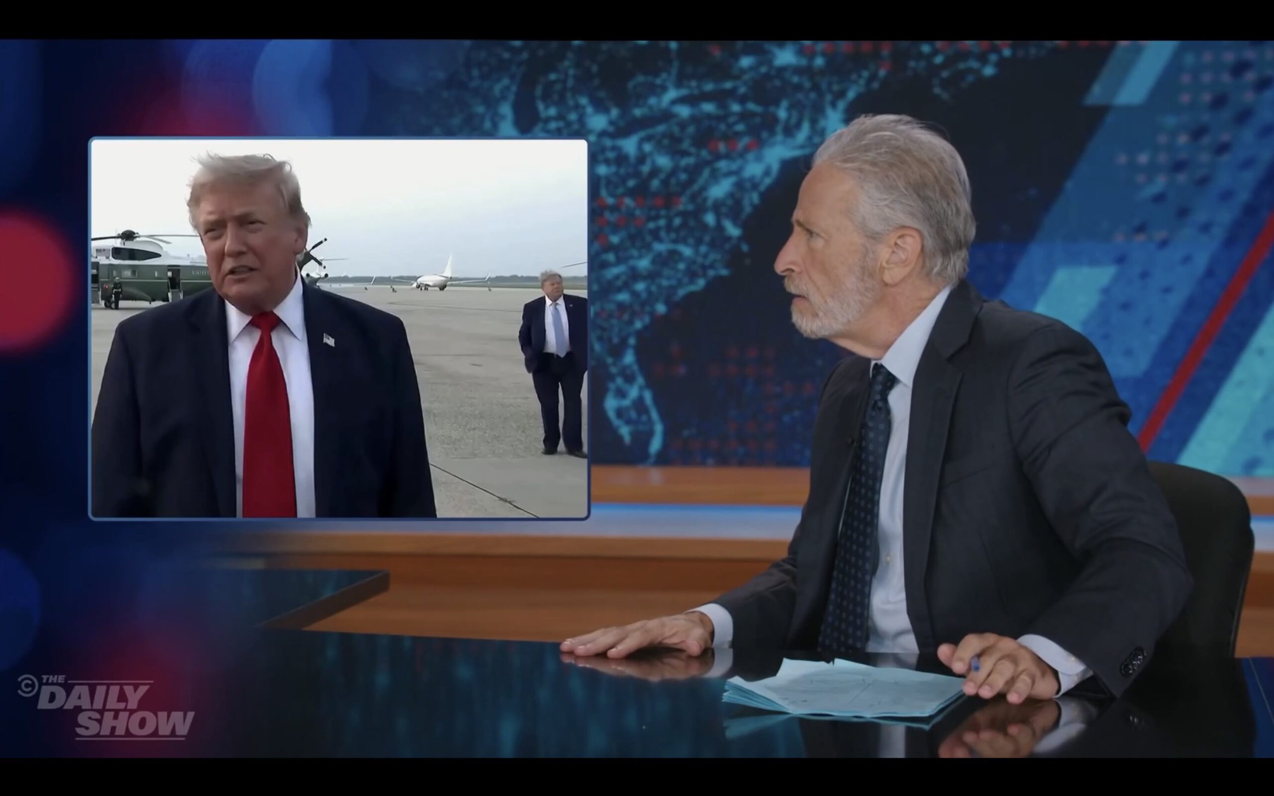 Jon Stewart loses his mind after spotting ‘a backup Trump’ behind president: ‘Who the f–k is this guy?’