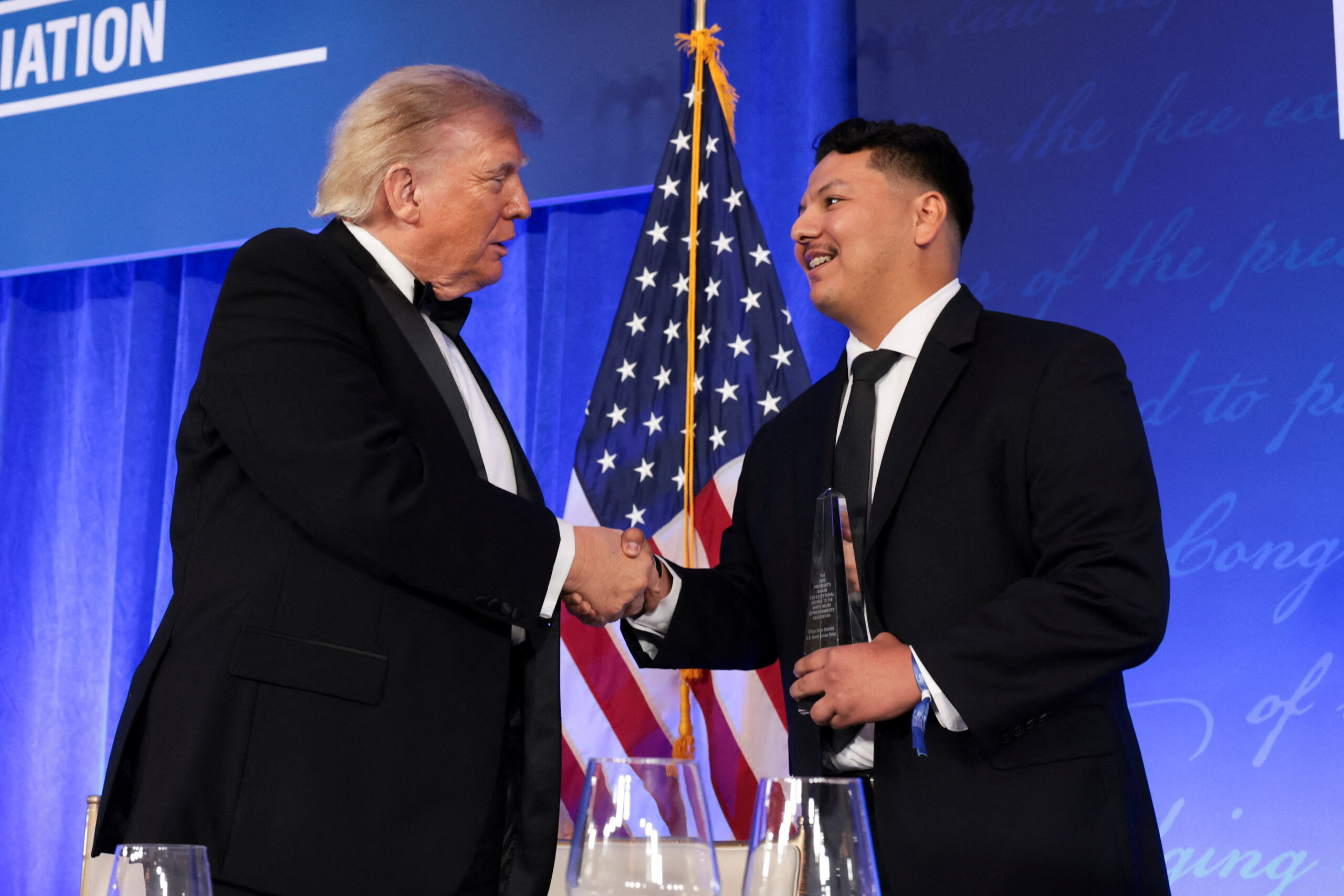Trump plays comedian-in-chief at rescheduled WHCA dinner: photos