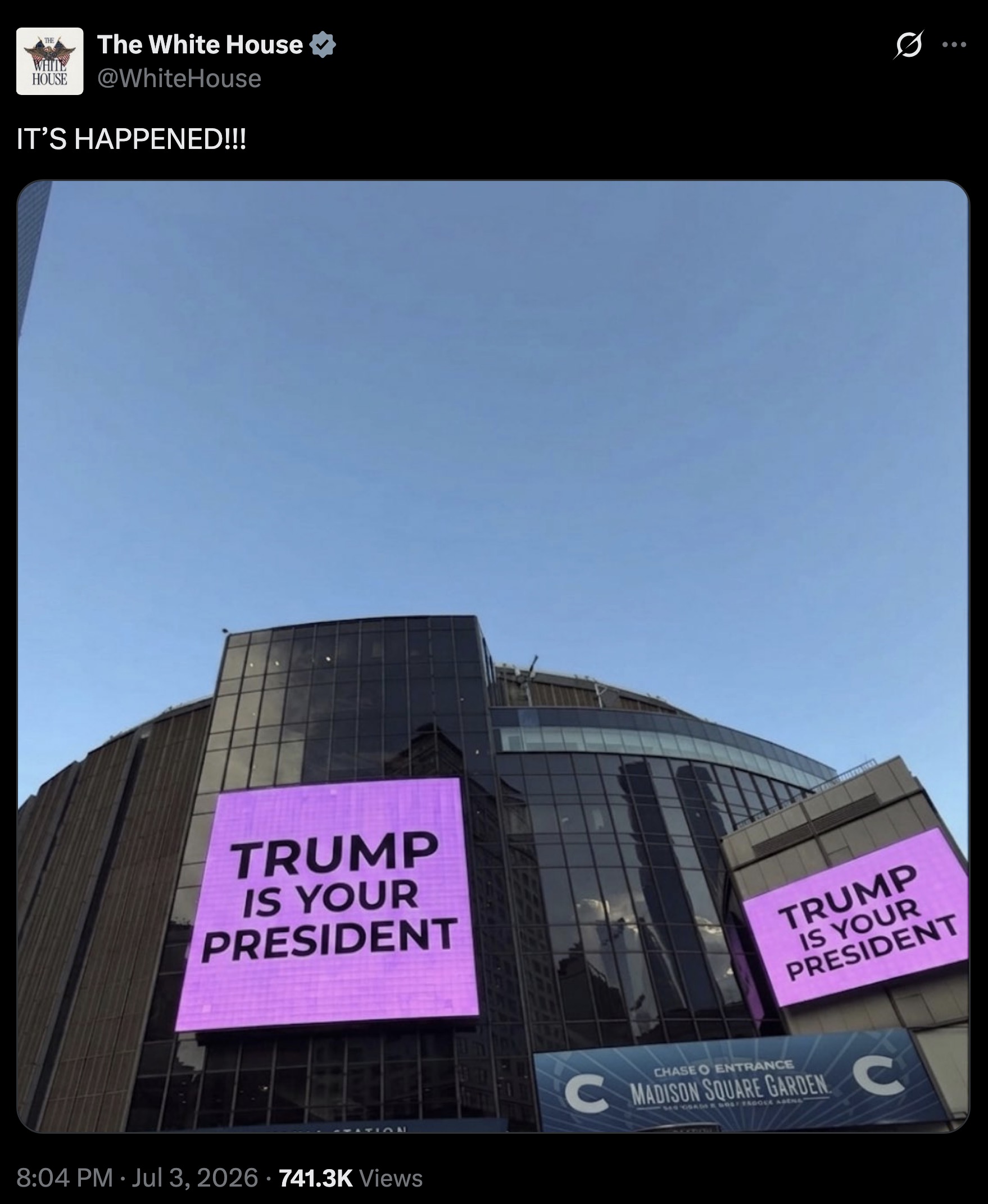 White House spoofs Taylor Swift and Travis Kelce MSG marriage announcement: ‘Trump is your president’ 